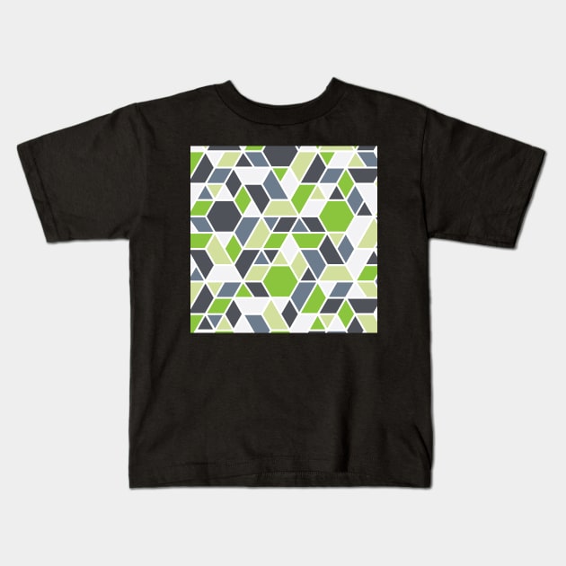 Abstract Geo - Green & Grey Kids T-Shirt by Blue-Banana